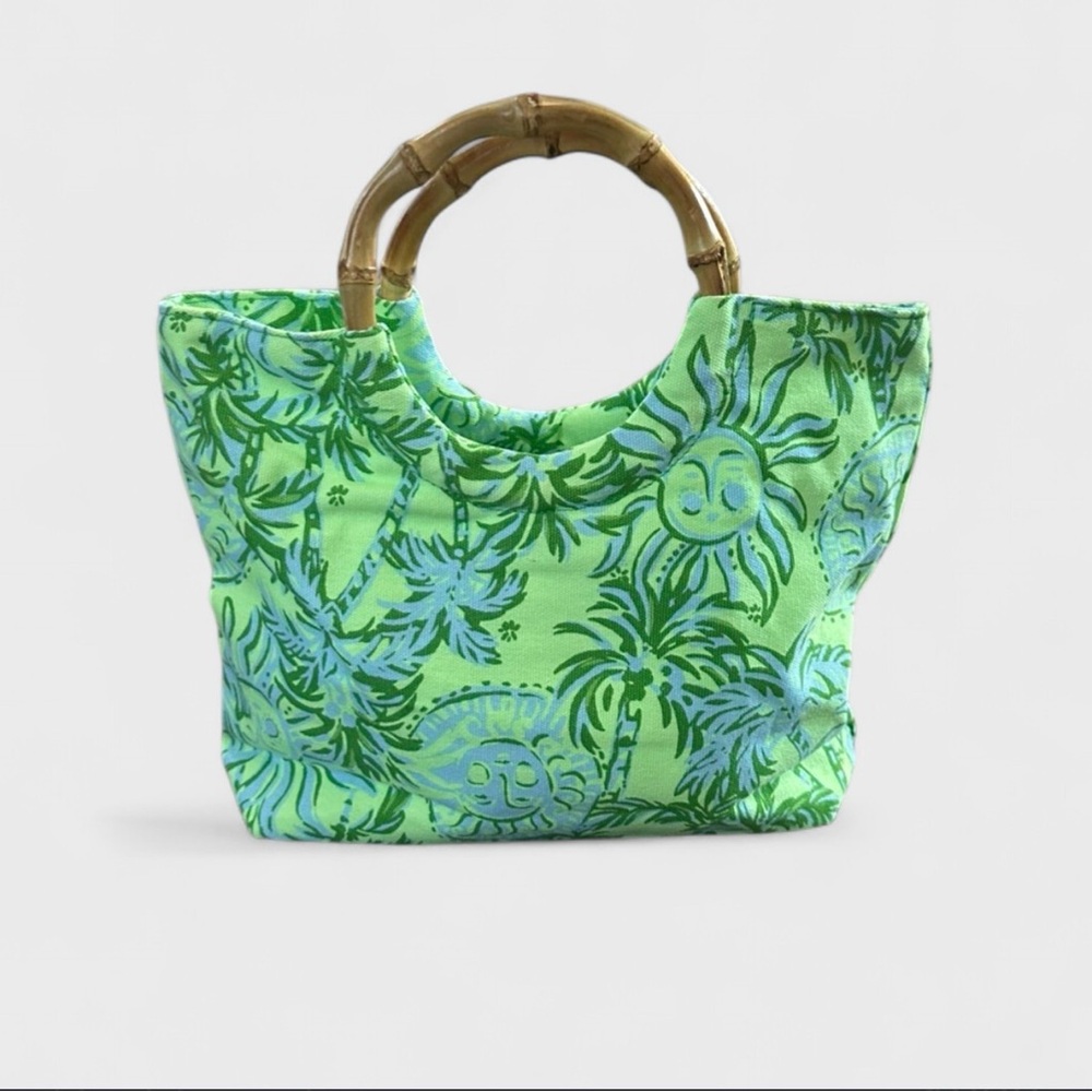 Lilly Pulitzer Bamboo handle bag Green-brand New - Picture 3 of 6